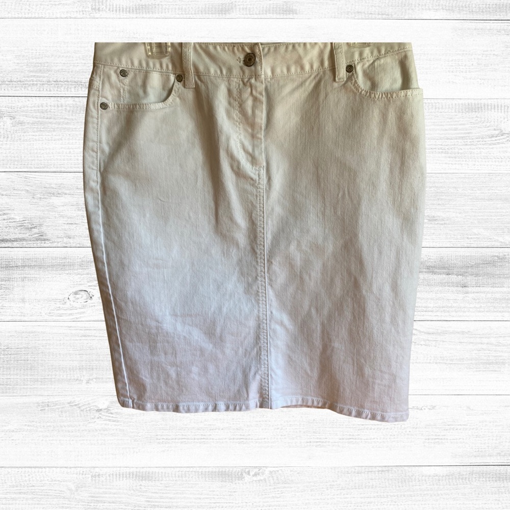 Talbots white denim knee length skirt size 8